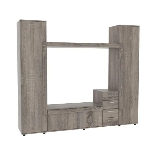 Стенка в гостиную под ТВ Эхо-2, Дуб Сонома Трюфель, 2160х420х1850