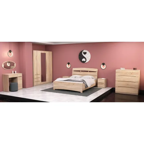 Кровать Дельта двуспальная, Дуб Сонома, 2132х1650х1070