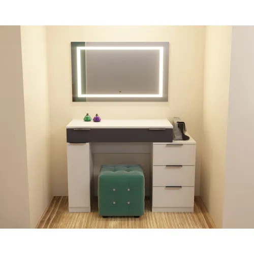 Стол туалетный Трюмо Кристалл, Белый/Антрацит, 1200/452/847