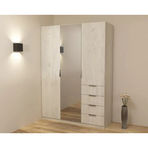 Шкаф Кристалл 2, Дуб Крафт Белый, 1500х520х2100