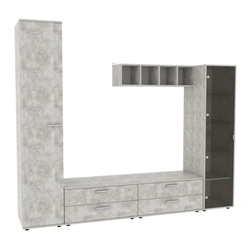 Стенка в гостиную Hugo-4, Бетон, 2480х520х2120