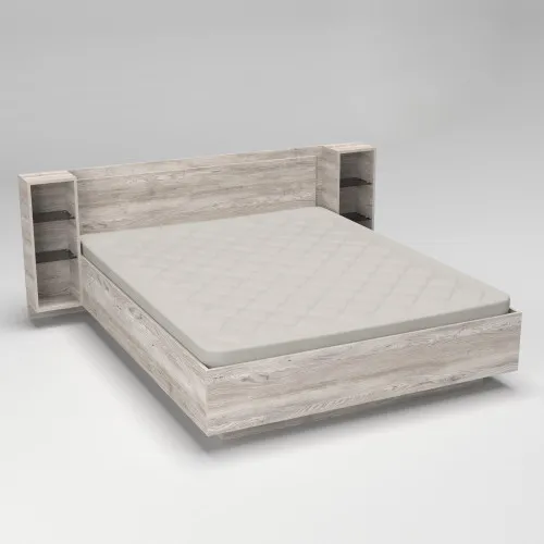 Кровать Кристалл №1 двуспальная, Самоа Дымчатый, 2035х2176х850