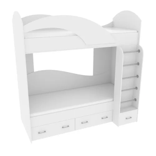 Ліжко двоповерхове, Білий, 2040х1000х2000
