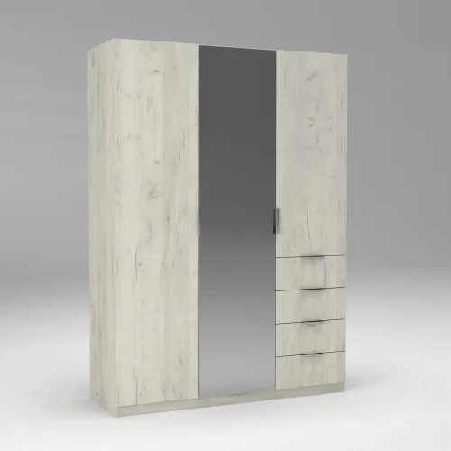 Шкаф Кристалл 2, Дуб Крафт Белый, 1500х520х2100