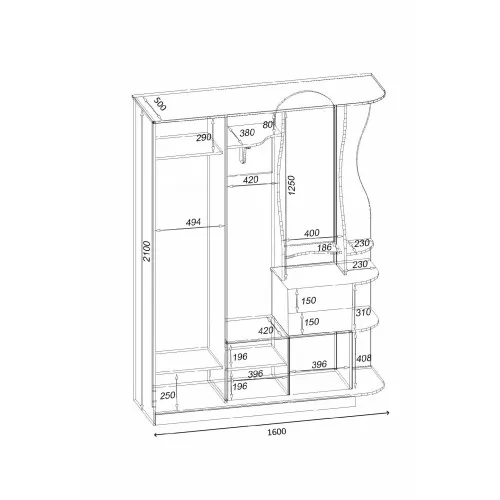 Прихожая Люкс-купе LUX, Антрацит, 1600/500/2100
