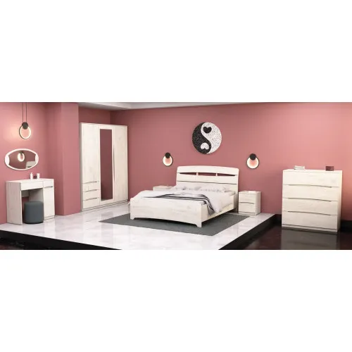 Кровать Дельта двуспальная, Дуб Крафт Белый, 2132х1450х1070