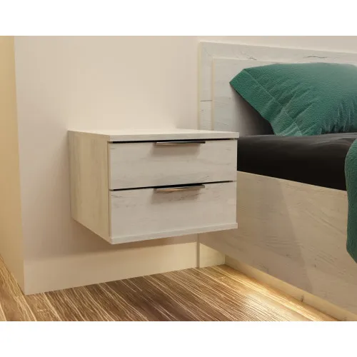 Тумба навесная прикроватная Кристалл, Дуб Крафт Белый, 400/400/290