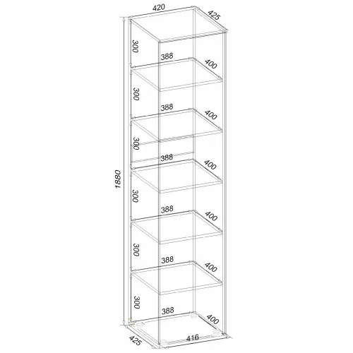 Пенал з полицями Ketrin К-2, Дуб Шамони Світлий, 420/425/1880