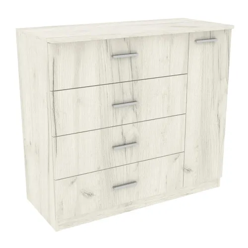 Комод Сабрина №2, Дуб Крафт Белый, 1100/500/1000