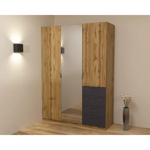 Шкаф Кристалл 2, Дуб Аппалачи/Антрацит, 1500х520х2100