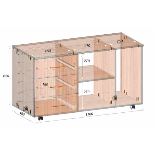Тумба офисная ТМО-3, Белый, 1100/480/620