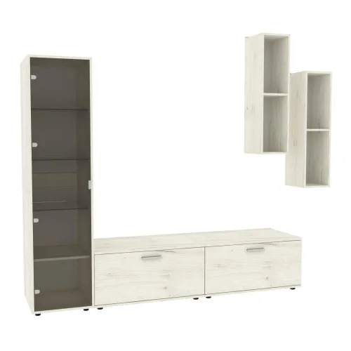 Стенка в гостиную Hugo-2, Дуб Крафт Белый, 2060х520х1700