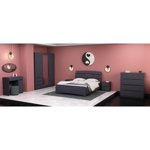 Кровать Дельта двуспальная, Антрацит, 2132х1450х1070