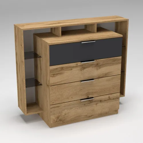 Комод Кристал, Дуб Аппалачи/Антрацит, 1200/450/1000