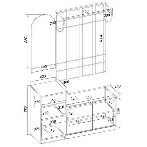 Прихожая Алиса, Белый, 1200/400/1880