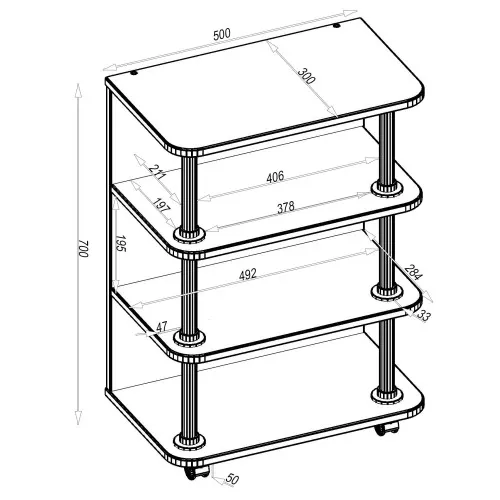 Тумба мобільна ТМ-3, Дуб Крафт Білий, 500/300/700