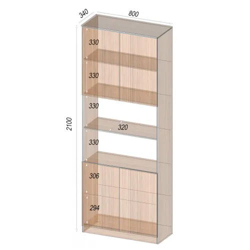 Шкаф офисный ОШ-3, Дуб Сонома Трюфель, 800/340/2100