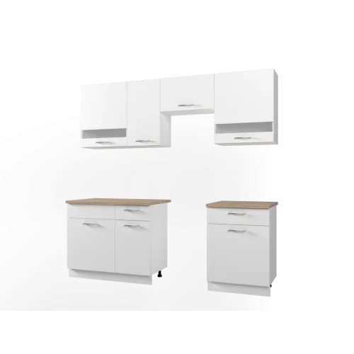 Кухня Лея Doros Белый гладкий / Cонома ДСП / вставки стекло 220х60х250 (80359337)