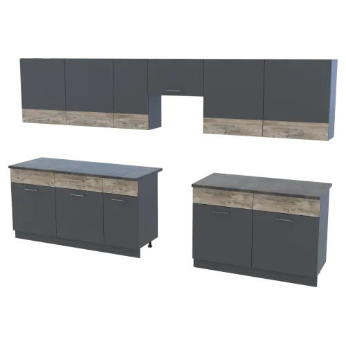 Кухня Лея Doros 3.4 м Графит/Клондайк ДСП 340х60х250 (81000011)