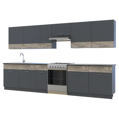 Кухня Лея Doros 3.4 м Графит/Клондайк ДСП 340х60х250 (81000011)