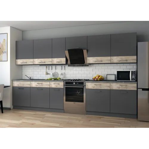 Кухня Лея Doros 3.4 м Графит/Клондайк ДСП 340х60х250 (81000011)