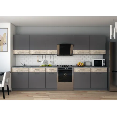 Кухня Лея Doros 3.4 м Графит/Клондайк ДСП 340х60х250 (81000011)