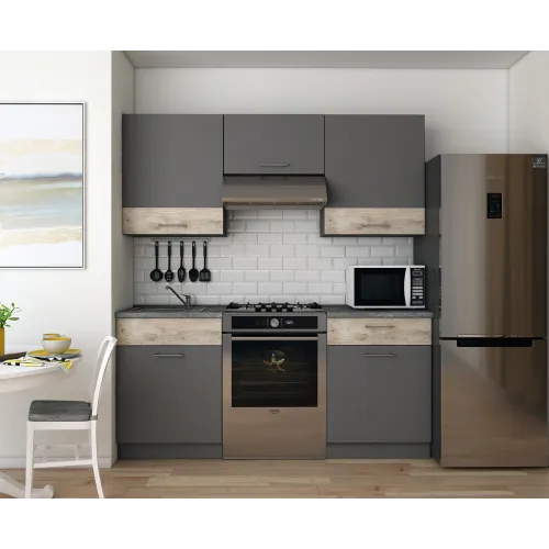 Кухня Лея Doros 1.8 м Графит/Клондайк ДСП 180х60х250 (81000014)
