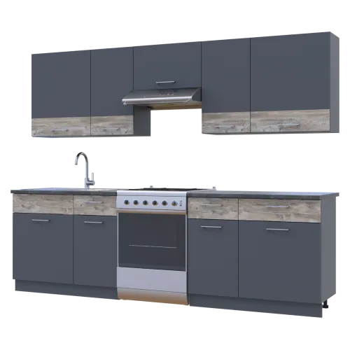 Кухня Лея Doros 2.6 м Графит/Клондайк ДСП 260х60х250 (81000013)
