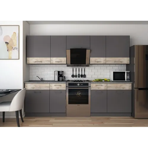 Кухня Лея Doros 2.6 м Графит/Клондайк ДСП 260х60х250 (81000013)