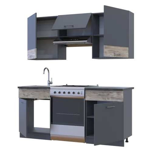 Кухня Лея Doros 1.8 м Графит/Клондайк ДСП 180х60х250 (81000014)
