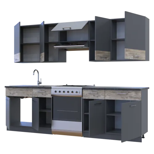 Кухня Лея Doros 2.6 м Графит/Клондайк ДСП 260х60х250 (81000013)