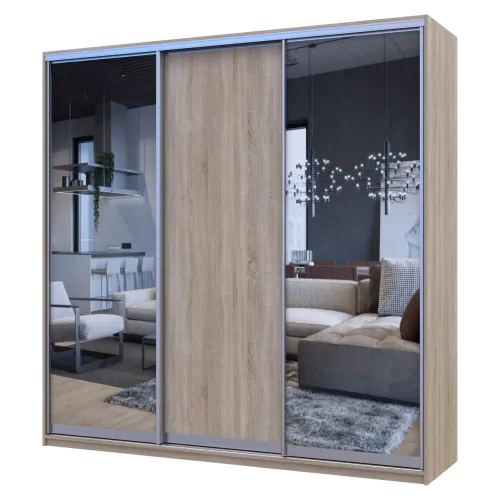 Шафа купе Doros Сіті Лайт Дуб сонома 1 ДСП / 2 Дзеркала 225х60х225 (42002136)