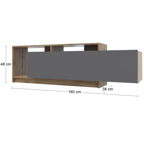 Стенка в гостинную Doros U2 Тахо Графит ДСП 160х38х48 (41510106)