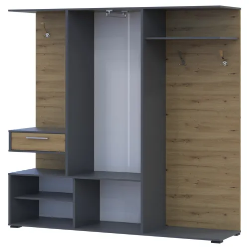 Прихожая Doros Финч Графит / Дуб Артизан 145х37х202 (44900220)