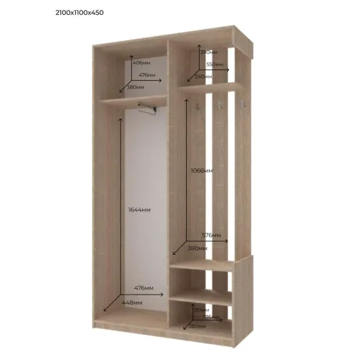 Прихожая Doros City One Door Дуб Cонома 1 Зеркало 110х45х210 (44900083)