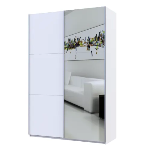 Шафа купе Doros G-Caiser Біла 1 ДСП / 1 Дзеркало / 3 частини 160х60х240 (42002103)