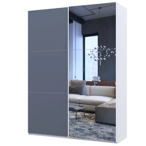 Шафа купе Doros G-Caiser Біла Графіт 1 ДСП / 1 дзеркало / 3 частини 160х60х240 (42005086)