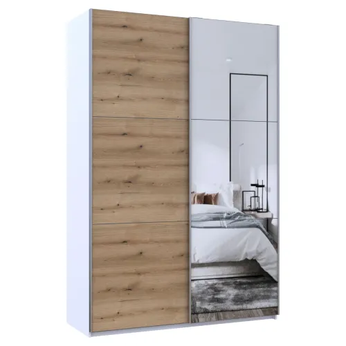 Шафа купе Doros G-Caiser Білий Дуб Євок 1 ДСП / 1 Дзеркало 160х60х240 (42005071)