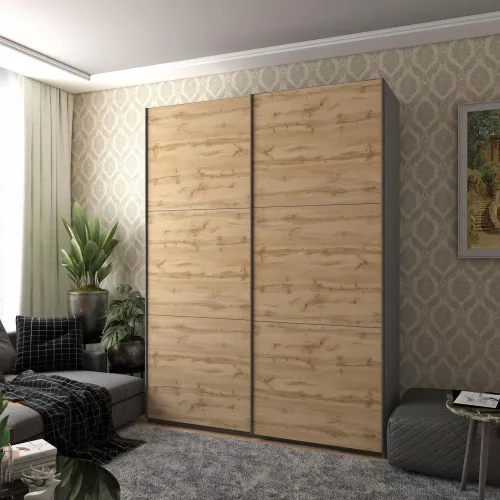 Шафа купе Doros G-Caiser Графіт / Дуб Евок 2 ДСП / 3 частини 180х60х240 (42005014)