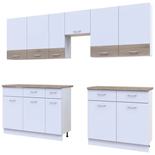 Кухня Лея Doros 3.4 м Белый/Дуб Сонома ДСП 340х60х250 (81000007)