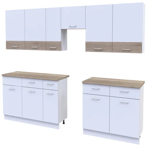Кухня Лея Doros 3.4 м Белый/Дуб Сонома ДСП 340х60х250 (81000007)