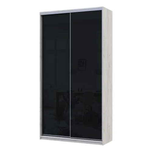Шкаф купе Сити Лайт Слим Белое Дерево Стекло Черное 120х45х225 (44900295)