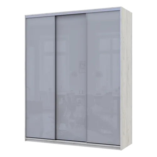 Шкаф купе Сити Лайт Слим Белое Дерево Стекло Серое 180х60х225 (44900304)