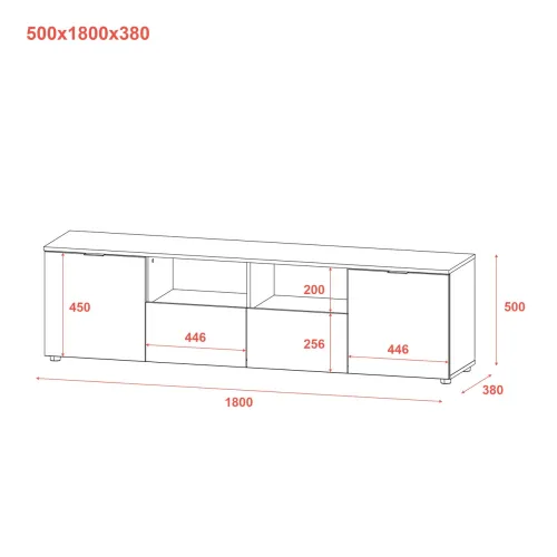 Комод Doros Рон 4 Белый 2 фасада 2 шухляды 180х38х50 (44900221)