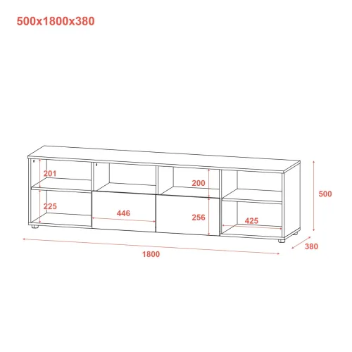 Комод Doros Рон 4 2 фасада 2 шухляды Кашемир 180х38х50 (41516046)