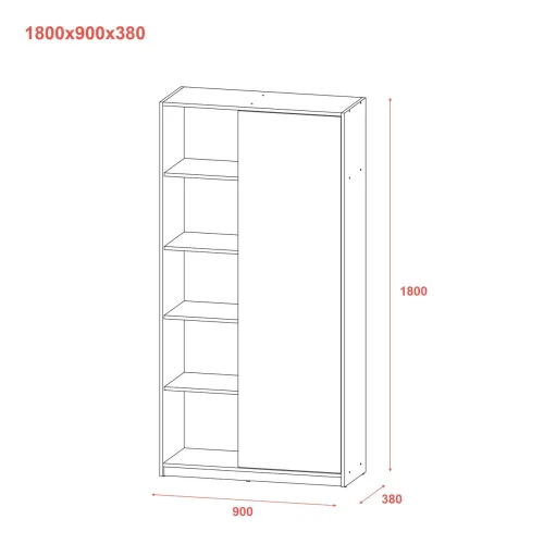 Розстібна шафа Doros Студент Дуб Сонома/Білий 90х38х180 (40908067)