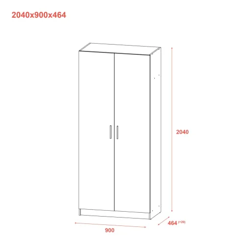Шафа для одягу Doros Промо Сірий 2 ДСП 90х48х204 (80737764)