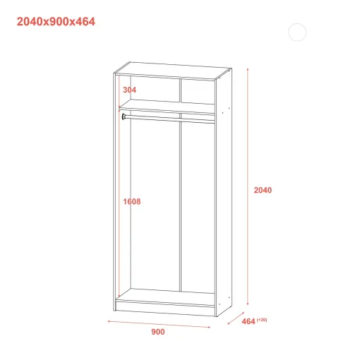 Шафа для одягу Doros Промо Сірий 2 ДСП 90х48х204 (80737764)