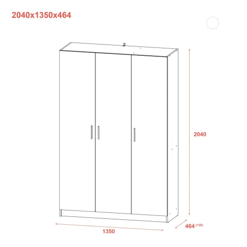 Шафа для одягу Doros Промо Сірий 3 ДСП 135х48х204 (80737765)
