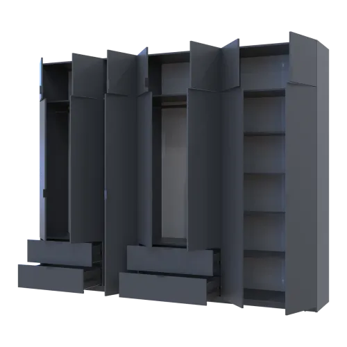 Шафа для одягу Doros Лукас Графіт 3+4 ДСП 300х50х240 (42005133)